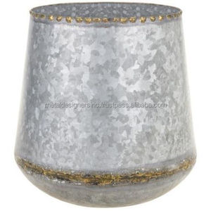 กระถางทองเหลืองชุบสังกะสีสำหรับตกแต่งสวนบ้านพร้อมที่จับกระถางต้นไม้และเครื่องปลูกต้นไม้ - Product Image 1