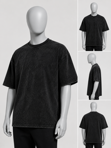 เสื้อยืดคอตตอน 240 GSM สโนว์วอช หนัก ทรงเฮฟวี่เจอร์ซีย์ แบบดิสเทรส ผ้าดิบยืดก่อนซัก ทรงวินเทจ ขายส่ง เสื้อยืดคอตตอนหนา - Product Image 4