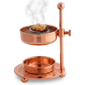 Copper Plated Brass Resin Incense Burner Height Adjustable Sieve Tealight <b>Candle</b> Frankincense Warmer Wholesale - Product Image 3