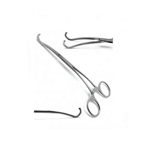 Pince à pansement utérin vétérinaire en acier inoxydable, pince à éponge Foerster incurvée, instrument chirurgical vétérinaire - Product Image 2