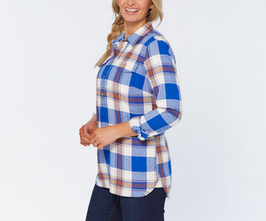 Camisas de Franela a Cuadros de Algodón 100% para Mujer, Personalizadas OEM, Manga Larga, Casual, con Bolsillo, Cuello Abotonado, Diseño Color Block, Ropa de Otoño - Product Image 5
