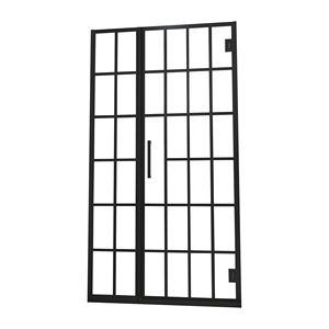 Porta doccia senza cornice 34 \ "W X 72 \" H con motivo vetro a ingresso aperto in porta doccia nero opaco - Product Image 1