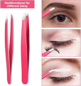 UBI UBI-1774 Ensemble de 9 pinces à épiler pour sourcils avec pointes inclinées en acier inoxydable, durables et réutilisables pour hommes et femmes - Product Image 3