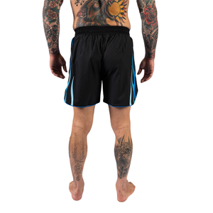 Black MMA Fight <b>Shorts</b> 100% Polyester Drawstring Mid Waist <b>Woven</b> Fabric Breathable Elastic Waist Flame Print Training <b>Shorts</b> - Product Image 3
