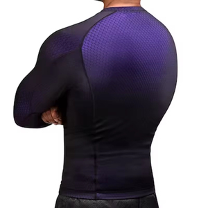 Rashguard à manches longues pour homme, style col roulé, pour MMA, BJJ, arts martiaux, entraînement sportif, personnalisable avec logo. - Product Image 2