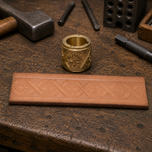 <b>Leather</b> Embossing Roller for Belts Wallets & Straps | Solid Brass Floral Geometric Pattern Wheel Professional Leathercraft <b>Tool</b> - Product Image 4