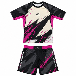 Conjunto de Camiseta y Pantalones Cortos Deportivos de Secado Rápido con Estampado por Sublimación para Hombres, para Lucha MMA - Product Image 3