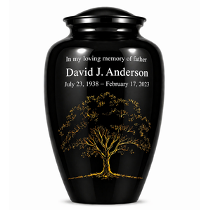 Urna Funeraria Conmemorativa Negra Personalizada con Adhesivo de Esmalte para Cenizas Humanas de Adultos - Product Image 3