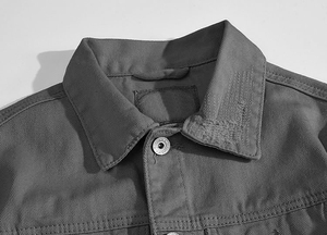 Veste en jean noire pour homme, col rabattu, décontractée, en coton délavé, coupe classique, effet usé et déchiré, style automne - Product Image 2