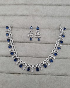 Luxury American Diamond Infinity Loop Necklace <b>Set</b> Micro Pave AD Wavy Fringe Collar Necklace And Earrings For Women Manufacturer - Product Image 3