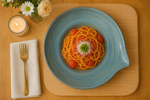 Luxury Blue <b>Ceramic</b> Serving Dish Contemporary Blue Pasta Serving Dish Restaurant Style <b>Plate</b> Modern Dininig Table Decor - Product Image 2