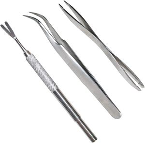 ชุดเครื่องมือกำจัดเห็บหมัดสัตว์เลี้ยงสแตนเลส 3 ชิ้น/ชุด สำหรับสุนัขและแมว ประกอบด้วย แหนบ คีม และที่คีบ - Product Image 2