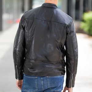 Vestes en cuir vintage pour hommes, noires, avec poche poitrine, logo personnalisé, vente en gros, haute qualité, pour l'hiver. - Product Image 2