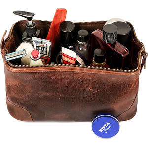 Trousse de Toilette de Voyage en Cuir Géométrique de Haute Qualité avec Fermeture Éclair pour Hommes - Trousse Cosmétique Moyenne pour Salle de Bain en Promotion - Product Image 4