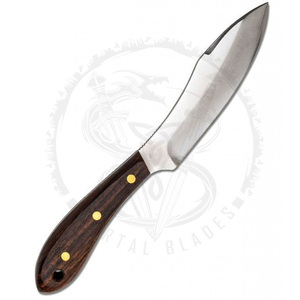 Couteau de chasse à lame fixe avec manche en bois, couteau de survie en acier inoxydable pour l'extérieur avec étui – Vente en gros - Product Image 2