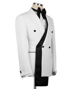 Costume de smoking blanc croisé pour homme, de luxe, pour marié, revers châle, veste de soirée formelle, sur mesure - Product Image 2