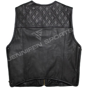 Chaleco de Cuero Negro Sólido para Motociclistas, Transpirable, Resistente al Viento, con Logotipo Personalizado, Estilo Casual, Tallas Grandes - Product Image 6