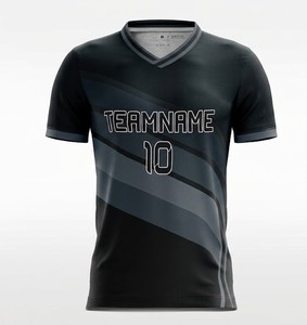 Maillot de football personnalisé sublimé unisexe col en V manches courtes anti-transpiration respirant avec impression du nom de l'équipe sur le devant 100% polyester - Product Image 2