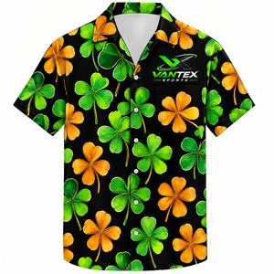 Chemise Hawaïenne Décontractée Vantex Sports pour Homme, à Manches Courtes, Imprimé Floral Mardi Gras, Style Popeline Respirant, Idéale pour les Vacances d'Été, 100% Coton - Product Image 3