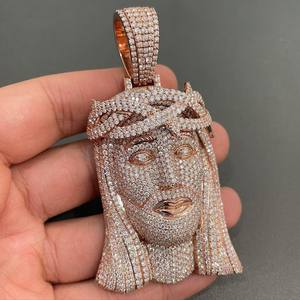 จี้หน้าฮิปฮอปแบบกำหนดเองสำหรับผู้ชาย จี้เพชรโมอิสซาไนต์ VVS ระยิบระยับ เครื่องประดับ 3 มิติ จี้เงินแท้ S925 - Product Image 6