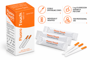 Bandes ophtalmiques de Fluorescéine Sodique Fluoro Touch DP-5288 1mg Stériles Classe I pour l'examen oculaire et la coloration corneale (Paquet de 100) - Product Image 2
