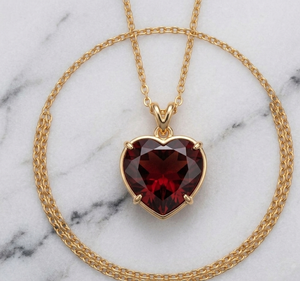 Collar con Colgante de Corazón Garnet Hydro de 16 Pulgadas, Plata de Ley 925, Chapado en Oro de 18K, Elegante Collar para Fiestas - Product Image 2