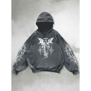 Customized 100% <b>Thick</b> Cotton Oversized <b>Hoodie</b> for <b>Men</b> Breathable Heavyweight Thermal Streetwear Printed Hooded Collar Winter - Product Image 1