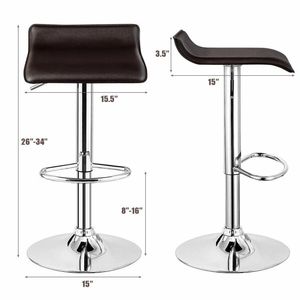Set of 2 Modern Design <b>Adjustable</b> PU Leather Backless Bar <b>Stools</b> - Product Image 4