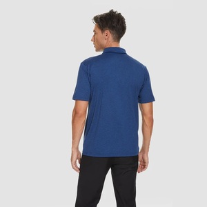 Polo à manches courtes pour homme, bleu marine, couleur unie, tissu Oxford, style décontracté, coupe classique, col boutonné - Product Image 2