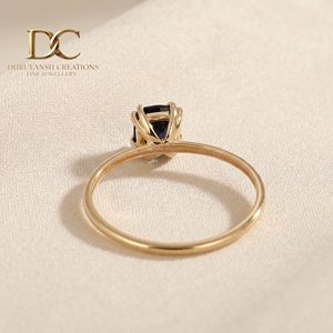 แหวนเพชรพลอยไพลินสีน้ำเงินรอยัล 14KT ทองคำแท้ ประดับเพชรเม็ดเดี่ยว สำหรับงานหมั้นและงานแต่งงาน - Product Image 6