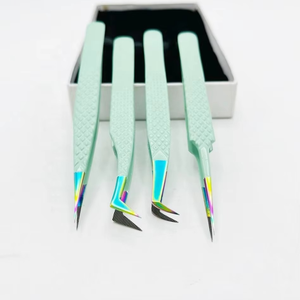 Pinzas para Extensión de Pestañas con Logotipo Personalizado, 10 mm, Acero Inoxidable Sólido, Punta Arcoíris, Color Verde Mar, Agarre de Diamante, Probadas a Mano - Product Image 2
