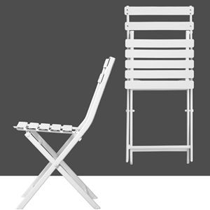 Set da bistrot da giardino bianco in 3 pezzi con tavolo rotondo pieghevole e sedie - Product Image 2