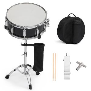 Set di Tamburo Rullante Nero 14 X 5.5 Pollici per Principianti con Porta Bacchette, Borsa per Tamburo Rullante, Tracolla, Pad Silenziatore, Pelli di Betulla - Product Image 1