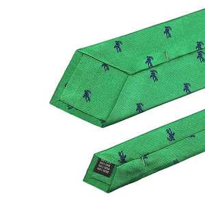 Cravate pour homme en soie tissée 100% faite à la main, motif crocodile vert bleu foncé, personnalisée sur mesure, Chine - Product Image 1