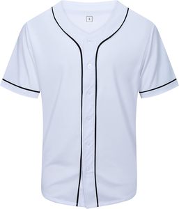 Maillot de baseball blanc pour homme, manches courtes, col en V, séchage rapide, polyester, chemise sportive décontractée, été, taille adulte S - Product Image 1