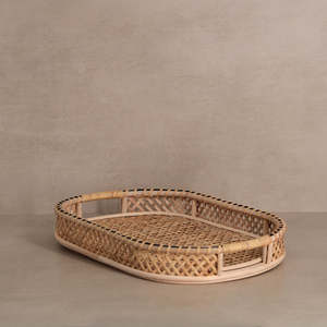 Plateau en rotin écologique, fait main, tissé, rectangulaire, plateau de service, design ouvert, décoration de table naturelle, maison, restaurant, vente en gros - Product Image 1