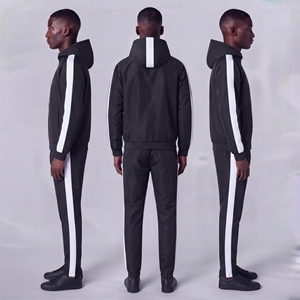 Men's <b>Black</b> Hooded Tracksuit Set 2 Piece <b>Windbreaker</b> Jacket and Pants Sporty Color Blocking Outfit - Product Image 6