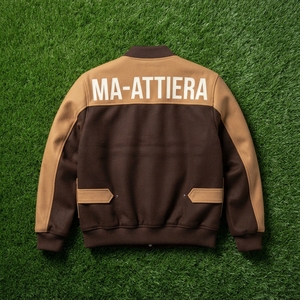 Blouson Bomber Homme Marron Beige Color Block Zippé Décontracté Streetwear Tendance Veste Mode Personnalisée OEM ODM Vente en Gros Vêtements d'extérieur - Product Image 5