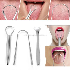 WORLD PRECISION SURGICAL Juego de 3 Limpiadores y Raspadores de Lengua Reutilizables de Acero Inoxidable en Forma de U y Cuchara para un Aliento Fresco - Product Image 4
