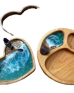 Nueva llegada TRADITION ASHTARY Diseño moderno Forma Resina epoxi y Cenicero de madera Junta Logotipo de color personalizado Portátil Interior y exterior - Product Image 6