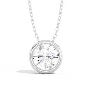 IGI Certified 14K 18K <b>Solid</b> <b>Gold</b> Round Brilliant Cut Diamond <b>Pendant</b> Necklace Bezel Set Lab Grown Diamond Solitaire Jewelry - Product Image 3