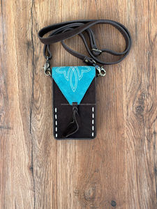 Pochette pour téléphone portable en cuir suédé avec point de démarrage personnalisé sac à bandoulière Western en cuir véritable sac à bandoulière pour téléphone portable pour femmes - Product Image 2