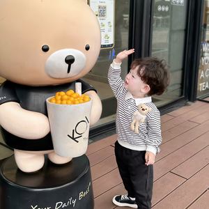 ชุดลำลองฤดูหนาวสำหรับเด็กผู้ชาย เสื้อแขนยาวพร้อมกางเกงขายาวลายหมีน่ารัก ผ้าฝ้าย ชุดเด็กผู้ชายและชุดใส่บ้าน ขายส่ง - Product Image 3