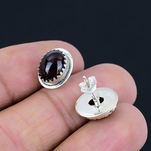 Garnet 925 Sterling <b>Silver</b> <b>Stud</b> Earrings Fine Gems for Wedding Engagement Anniversary Gifts with Oval Shape Cut Gemstone - Product Image 5