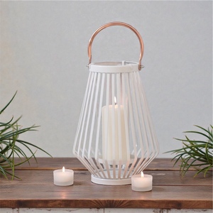 White Metal <b>Lantern</b> With <b>Copper</b> Handle Heat Resistant Candle Holder Home Decoration - Product Image 4