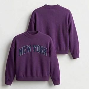 Sudadera de Cuello Redondo para Mujer, con Logotipo Bordado, Tejida en Acrílico, Estilo Preppy, Otoño, Manga Larga, Corte Regular - Product Image 5