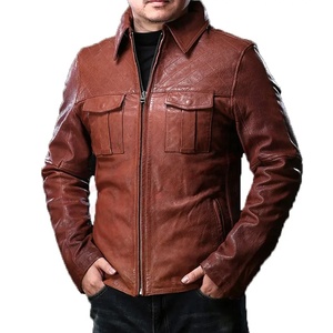 Hommes Sports Biker-Stylish Brown Distressed Truckers Outdoor-Fashion Jackets avec poches à boutons sur le devant - Product Image 1