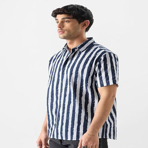 Nouveau été hommes Style hawaïen chemise à manches courtes bouton décontracté géométrique numérique imprimé chemises de plage - Product Image 1
