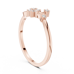 Anillo de Diamantes Color Oro Rosa, Corte Ovalado, Joyería Nupcial, Anillo de Boda Apilable, Anillo Abierto con Diamantes Florales en Oro Rosa para Mujer, Estilo Minimalista - Product Image 2