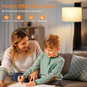 Lampada da Terra Moderna 60 Pollici con Paralume Beige e Asta Dorata, con Telecomando per Soggiorno, Camera da Letto, Ufficio e Sala da Pranzo - Product Image 5